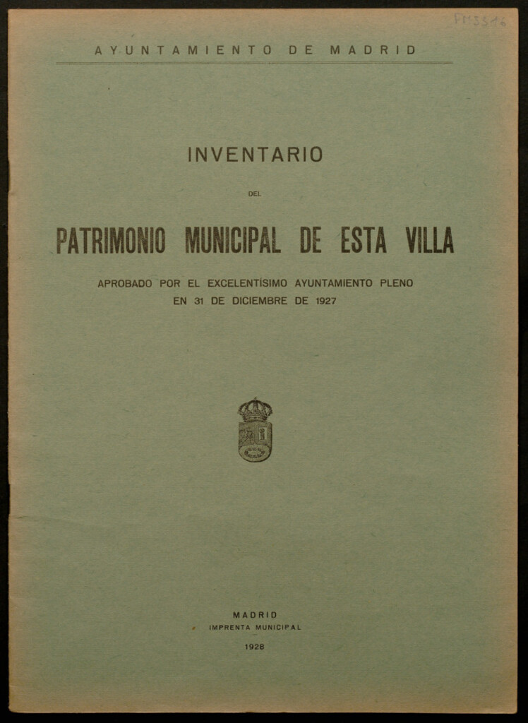 Miniatura de Inventario del patrimonio municipal de esta Villa : aprobado... en 31 de diciembre de 1927