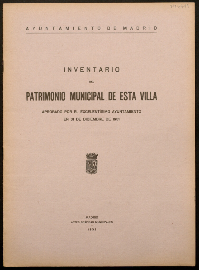 Miniatura de Inventario del patrimonio municipal de esta Villa : aprobado... en 31 de diciembre de 1931