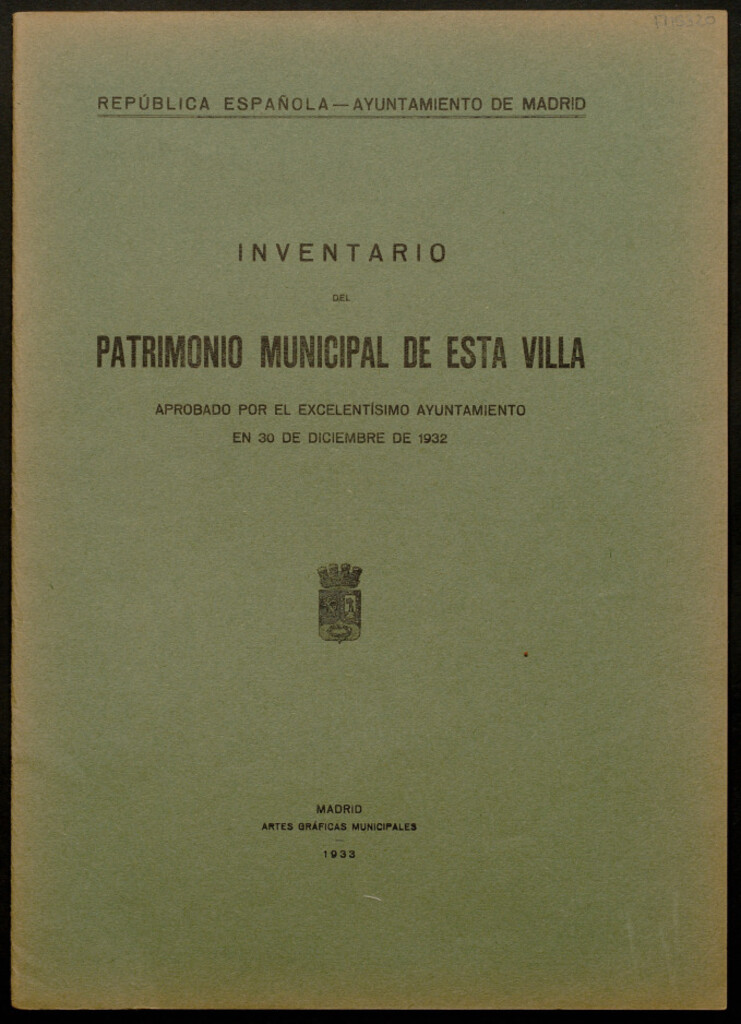 Miniatura de Inventario del patrimonio municipal de esta Villa : aprobado... en 30 de diciembre de 1932