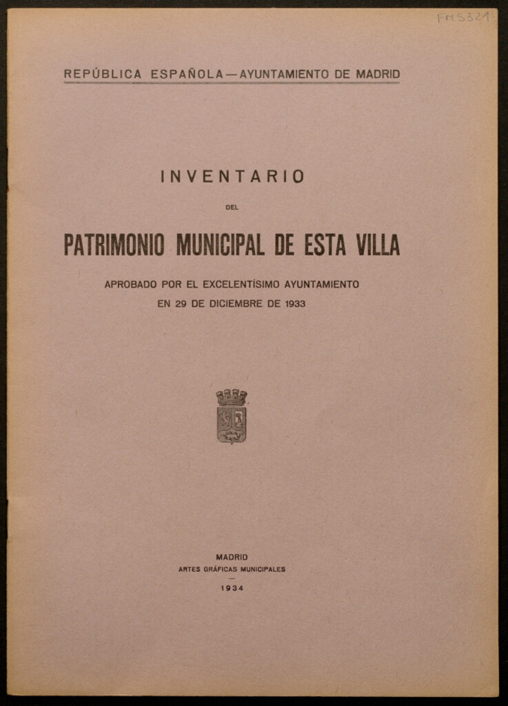 Miniatura de Inventario del patrimonio municipal de esta Villa : aprobado... en 29 de diciembre de 1933