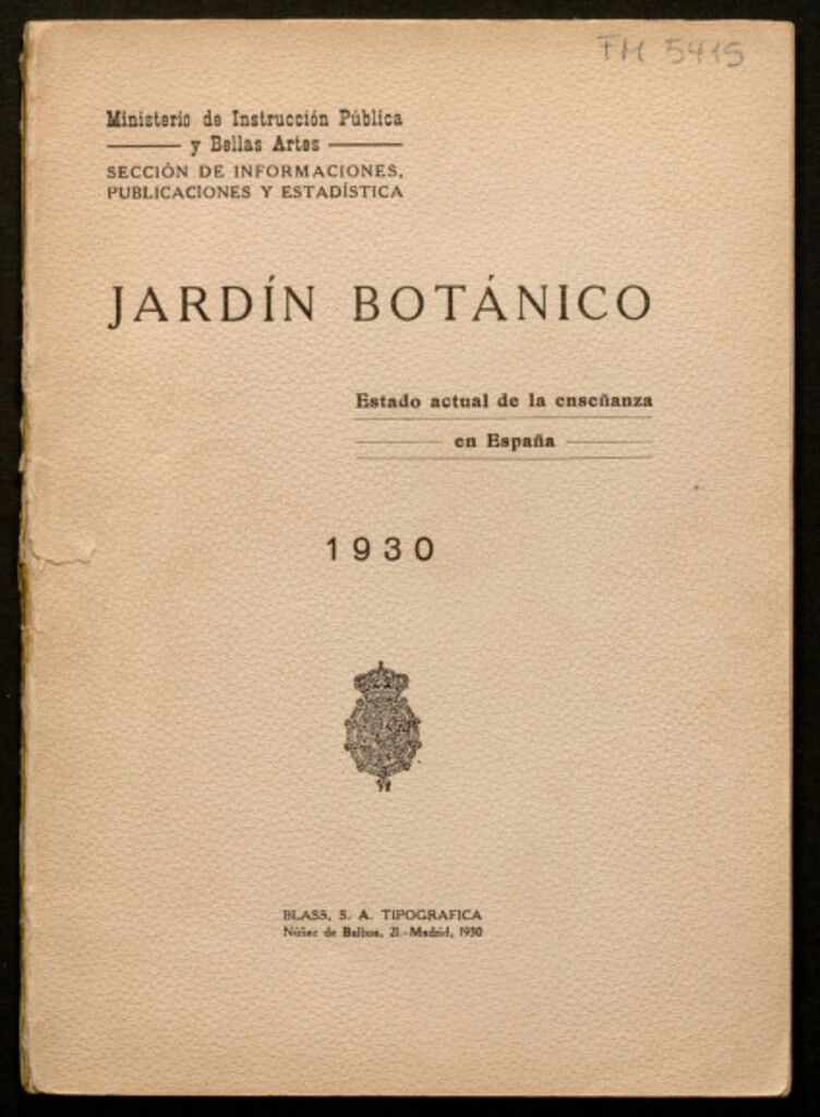 Miniatura de Jardín Botánico : estado actual de la enseñanza en España 1930