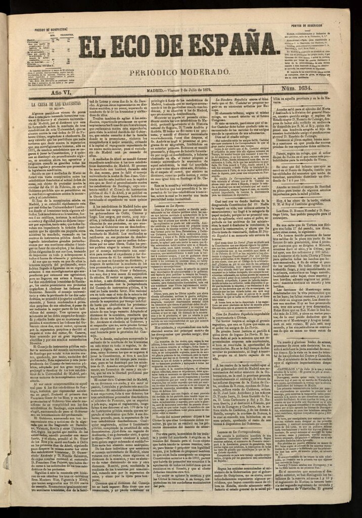 Miniatura de El Eco de España del 2 de julio de 1875