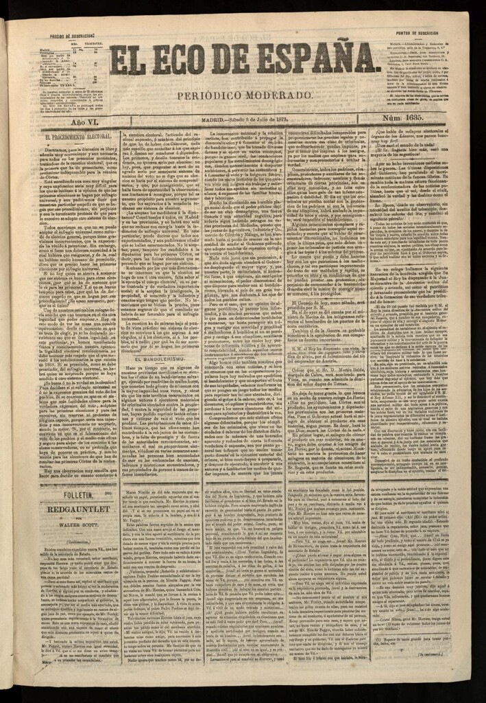 Miniatura de El Eco de España del 3 de julio de 1875