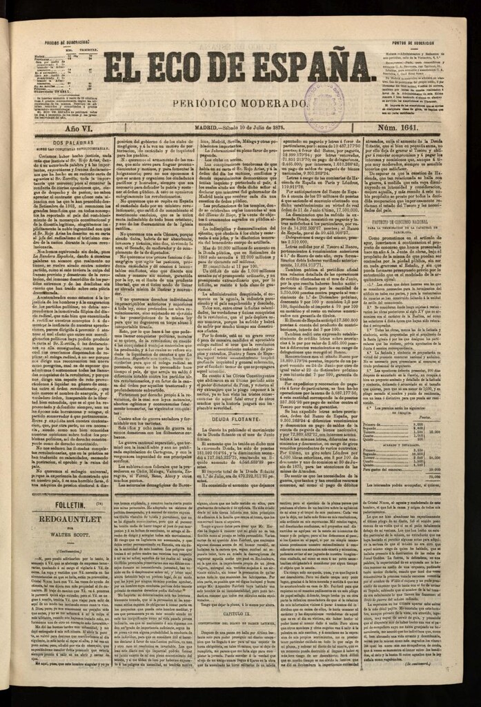 Miniatura de El Eco de España del 10 de julio de 1875