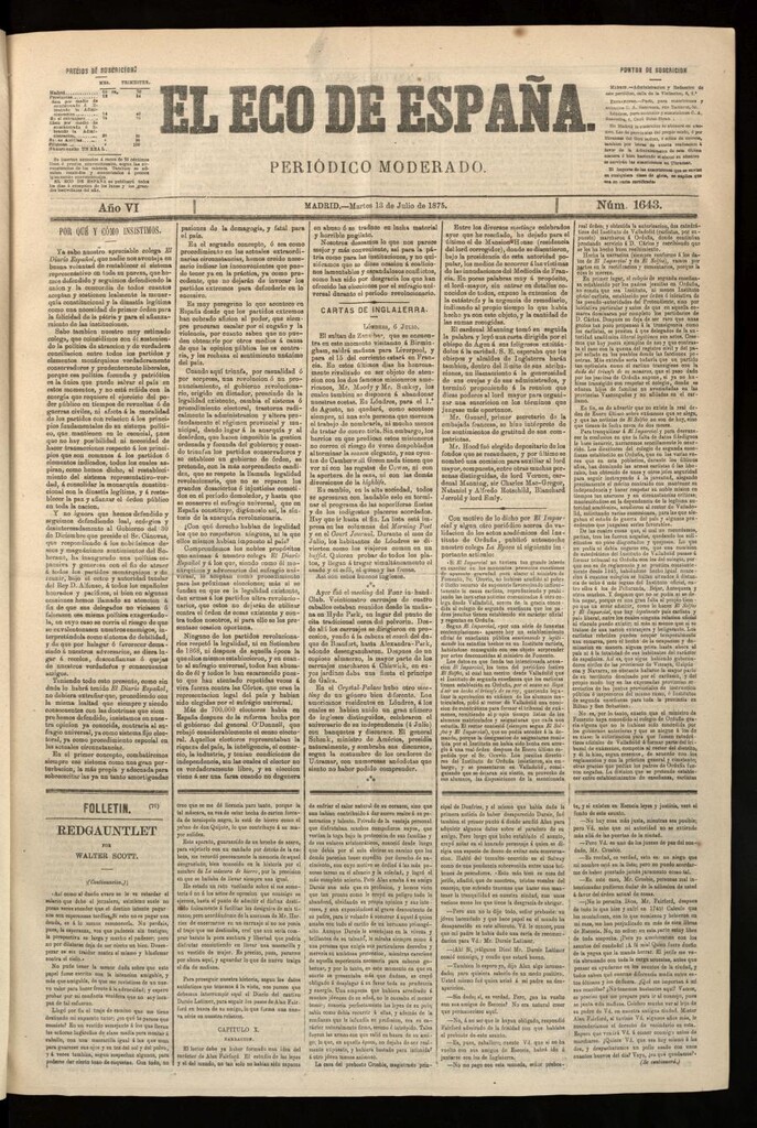 Miniatura de El Eco de España del 13 de julio de 1875