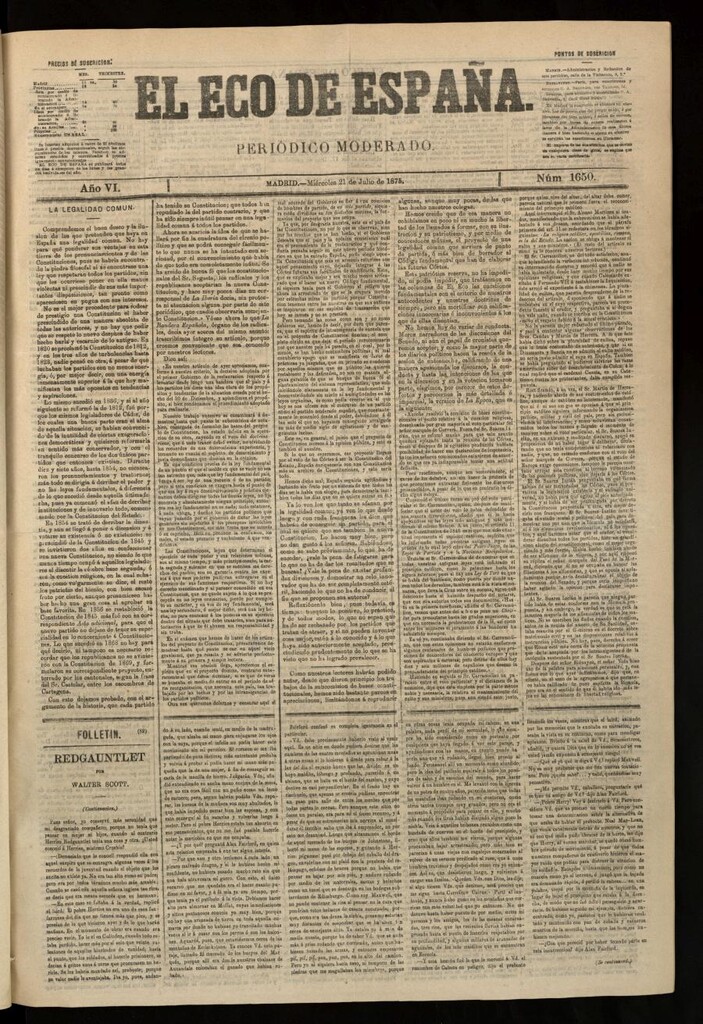 Miniatura de El Eco de España del 21 de julio de 1875