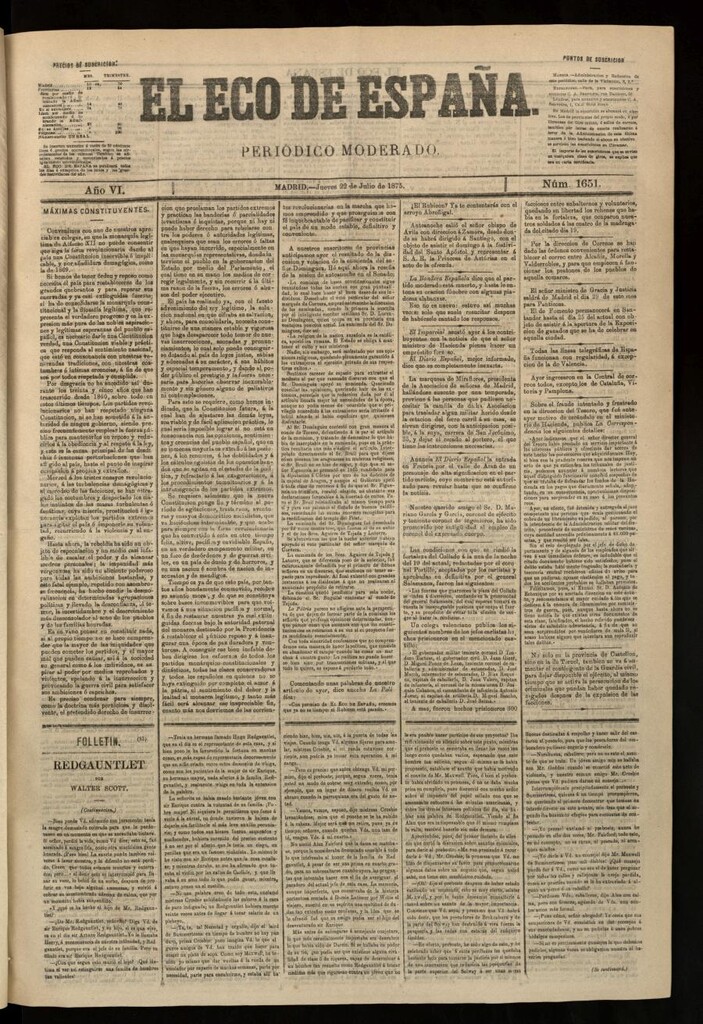 Miniatura de El Eco de España del 22 de julio de 1875