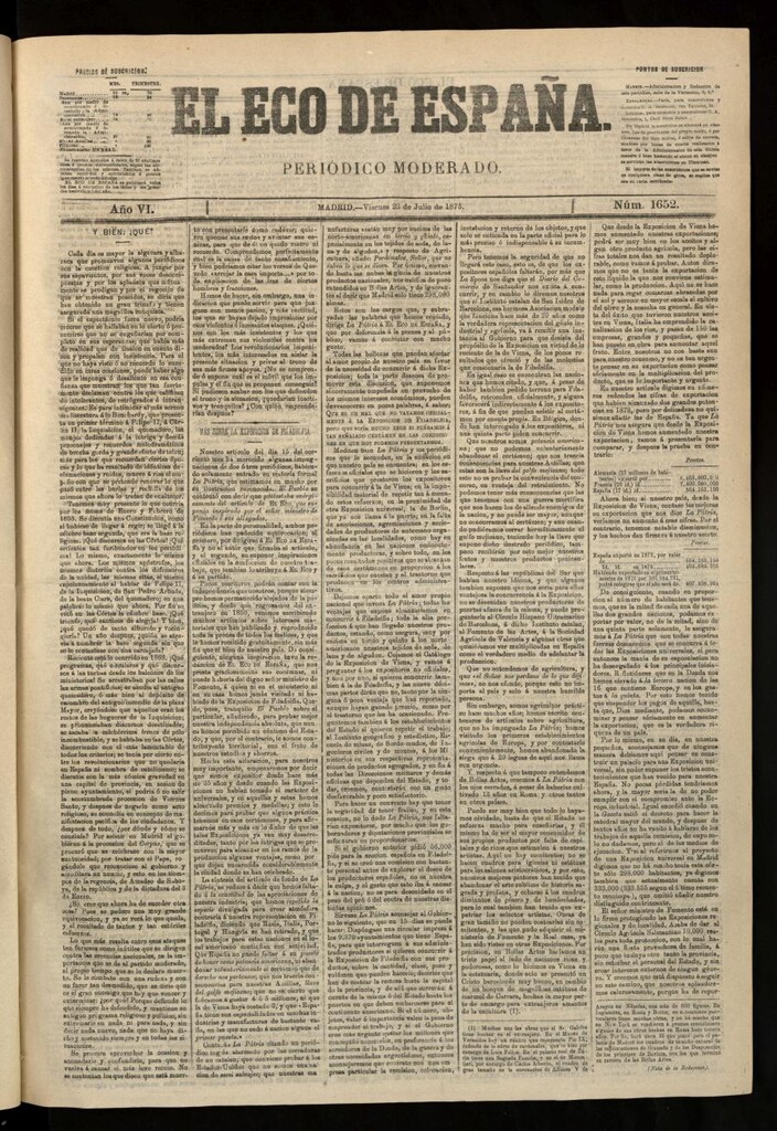 Miniatura de El Eco de España del 23 de julio de 1875