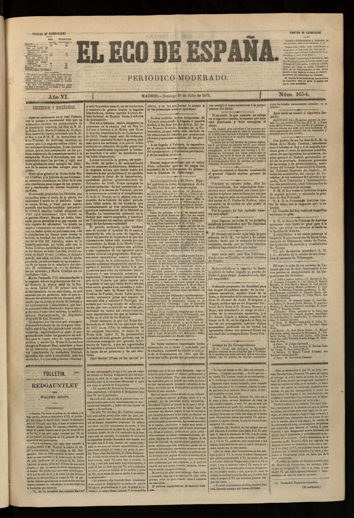 Miniatura de El Eco de España del 25 de julio de 1875