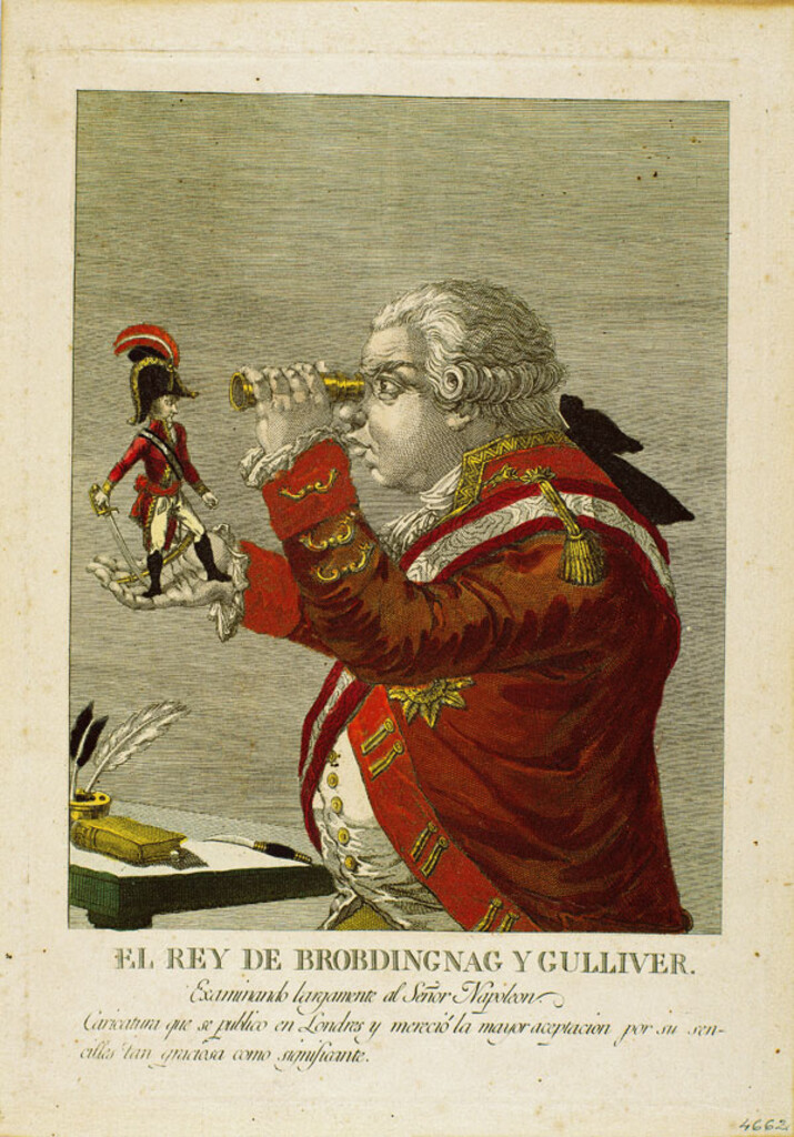 Miniatura de Sátira contra Napoleón (El rey de Brobdingnag y Gulliver)