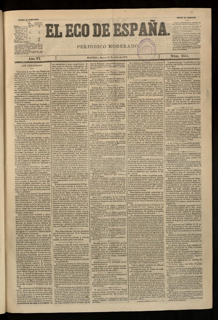 Miniatura de El Eco de España del 27 de julio de 1875