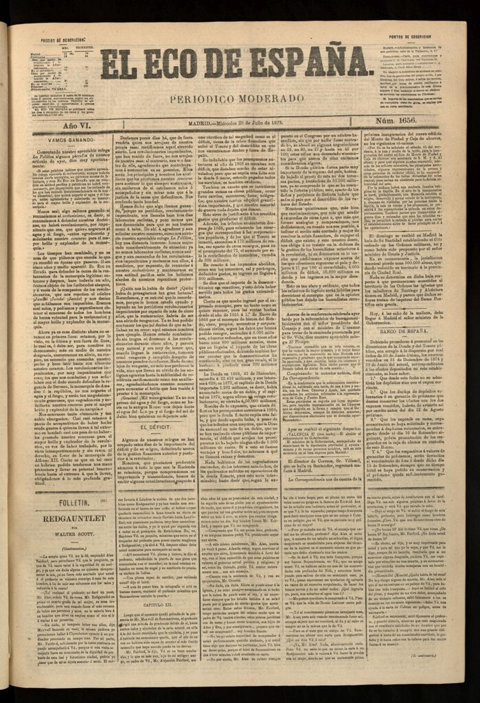 Miniatura de El Eco de España del 28 de julio de 1875