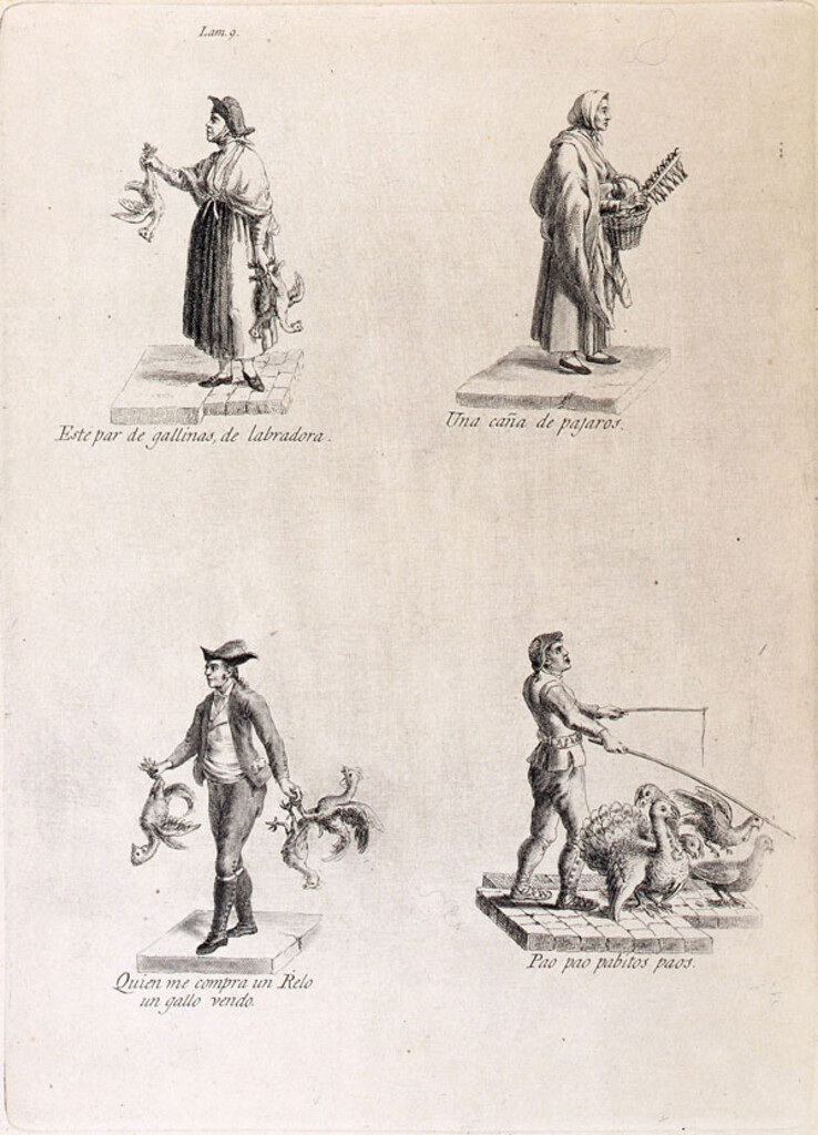 Miniatura de Vendedores de gallinas, pájaros, gallos y pavos