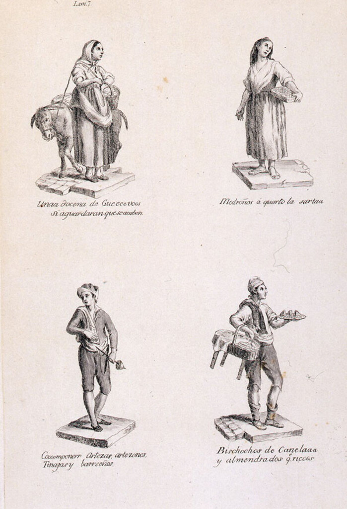 Miniatura de Vendedores de huevos, madroños, artesas y bizcochos