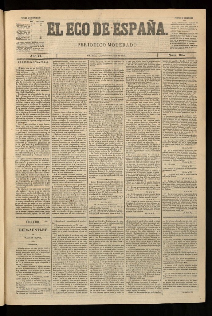 Miniatura de El Eco de España del 29 de julio de 1875