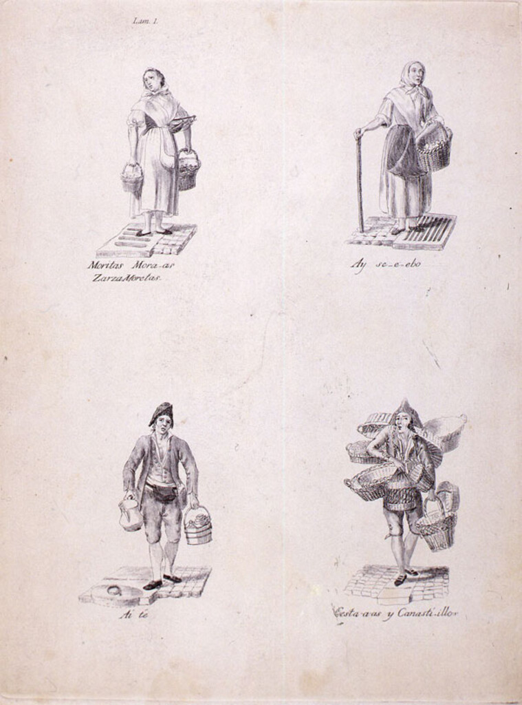 Miniatura de Vendedores de moras, sebo, té y cestas