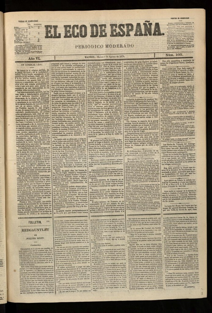 Miniatura de El Eco de España del 3 de agosto de 1875
