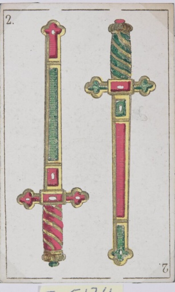 Miniatura de Baraja española. Dos de espadas