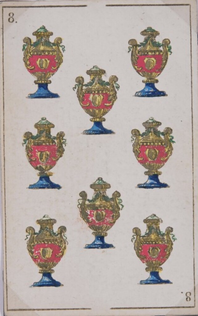 Miniatura de Baraja española. Ocho de copas