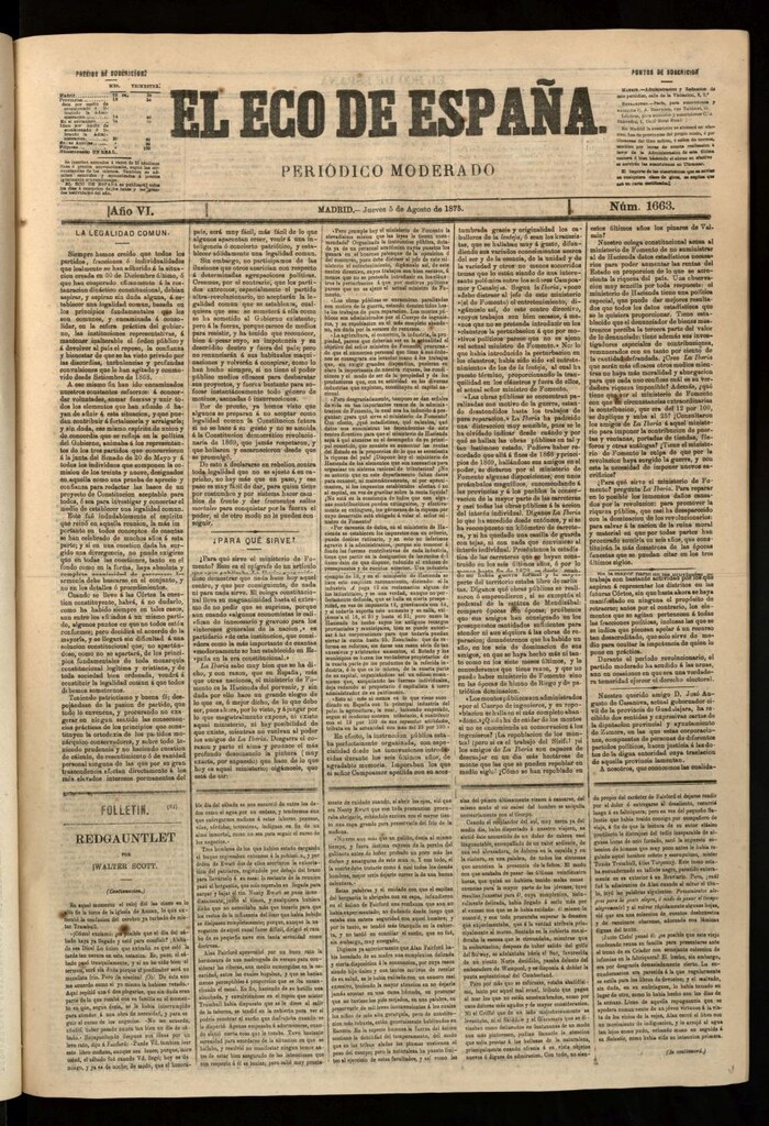 Miniatura de El Eco de España del 5 de agosto de 1875