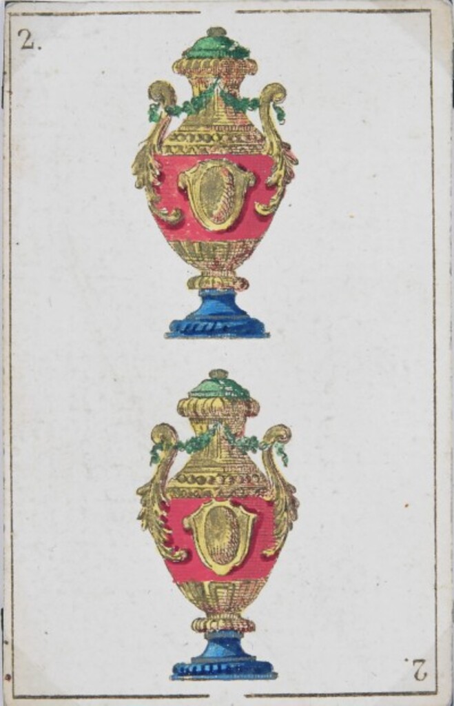 Miniatura de Baraja española. Dos de copas