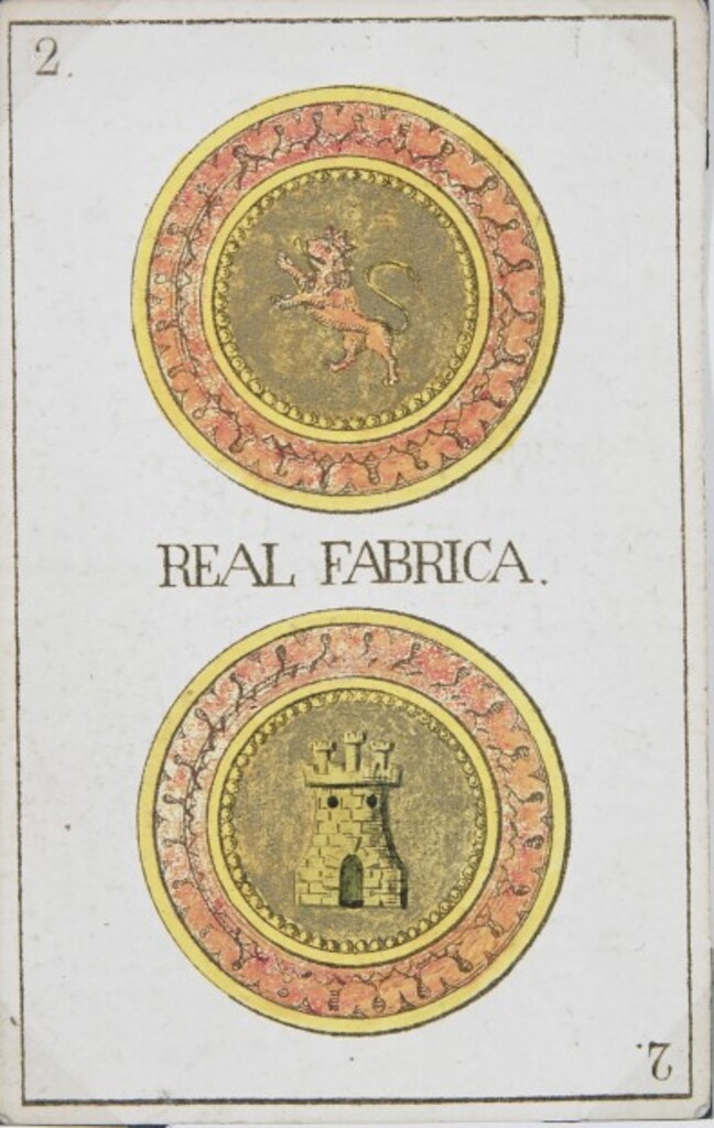 Miniatura de Baraja española. Dos de oros