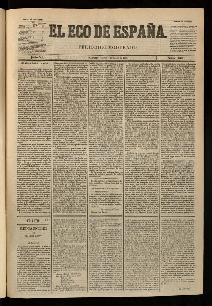 Miniatura de El Eco de España del 7 de agosto de 1875