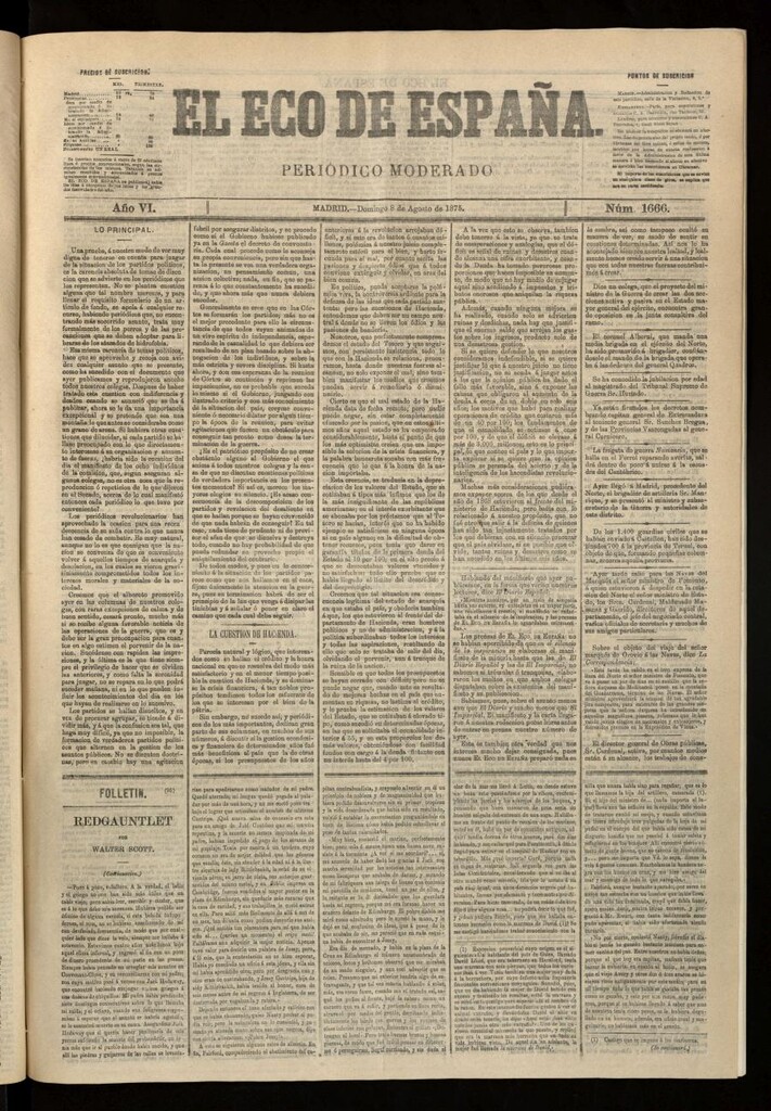 Miniatura de El Eco de España del 8 de agosto de 1875