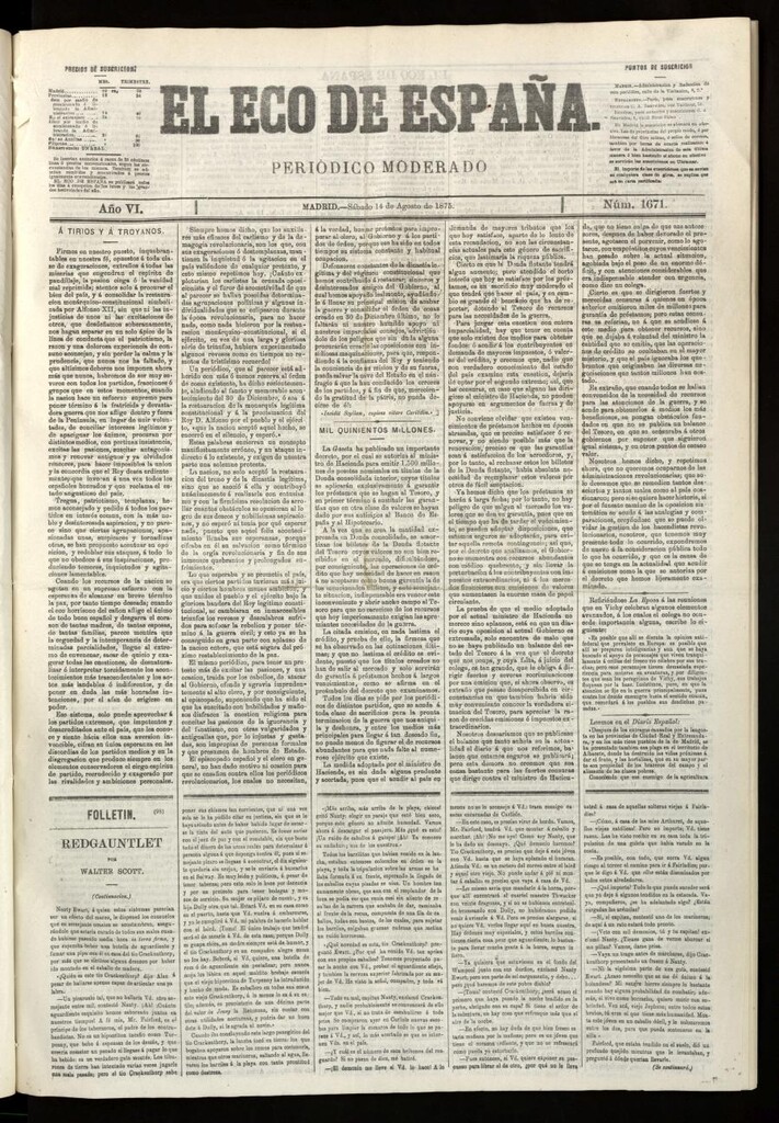 Miniatura de El Eco de España del 14 de agosto de 1875