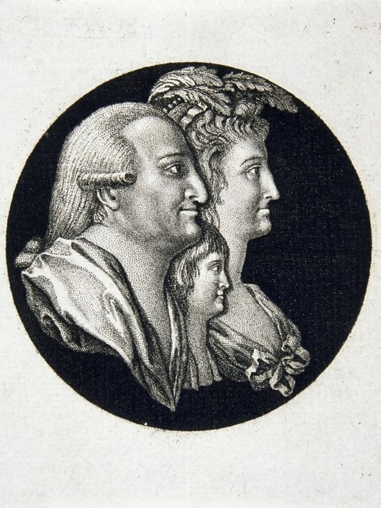 Miniatura de Carlos IV, María Luisa y Fernando, Príncipe de Asturias
