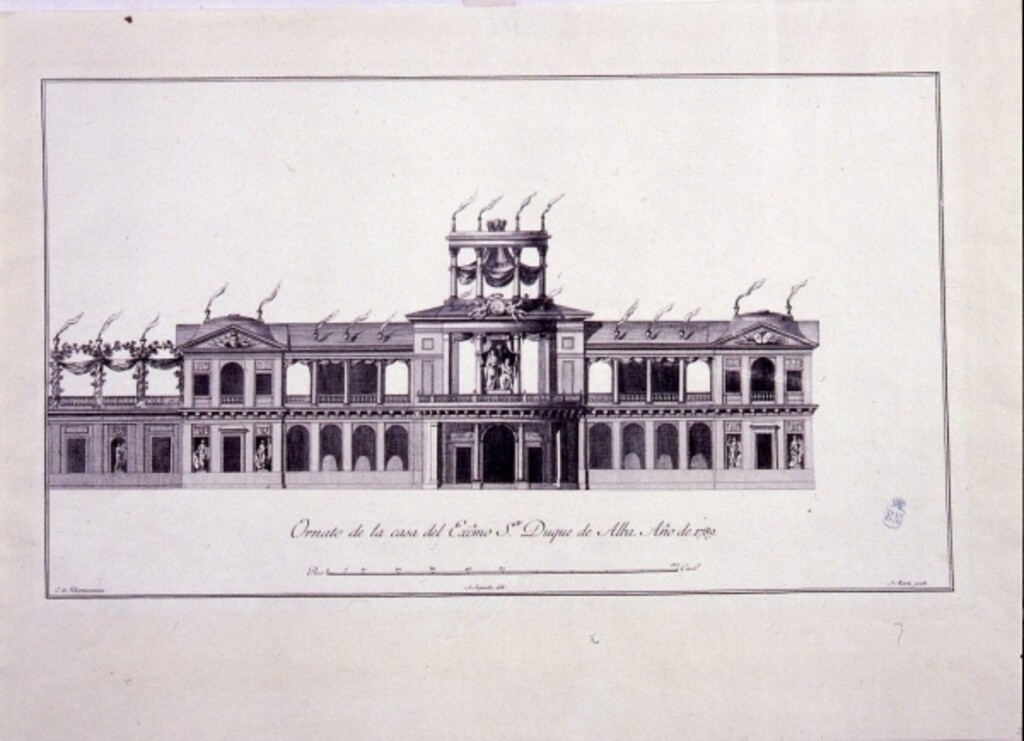 Miniatura de Ornato de la casa del Duque de Alba con motivo de la proclamación de Carlos IV