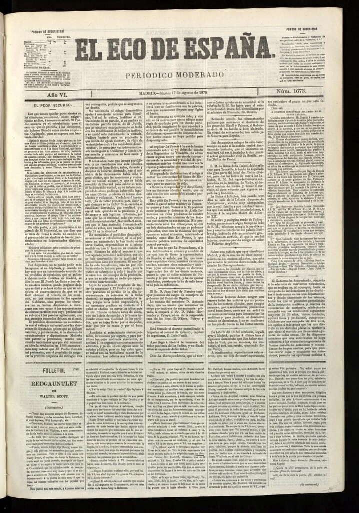 Miniatura de El Eco de España del 17 de agosto de 1875