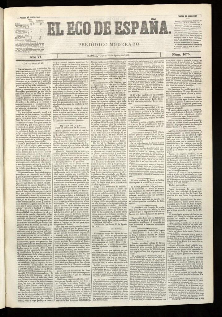 Miniatura de El Eco de España del 19 de agosto de 1875