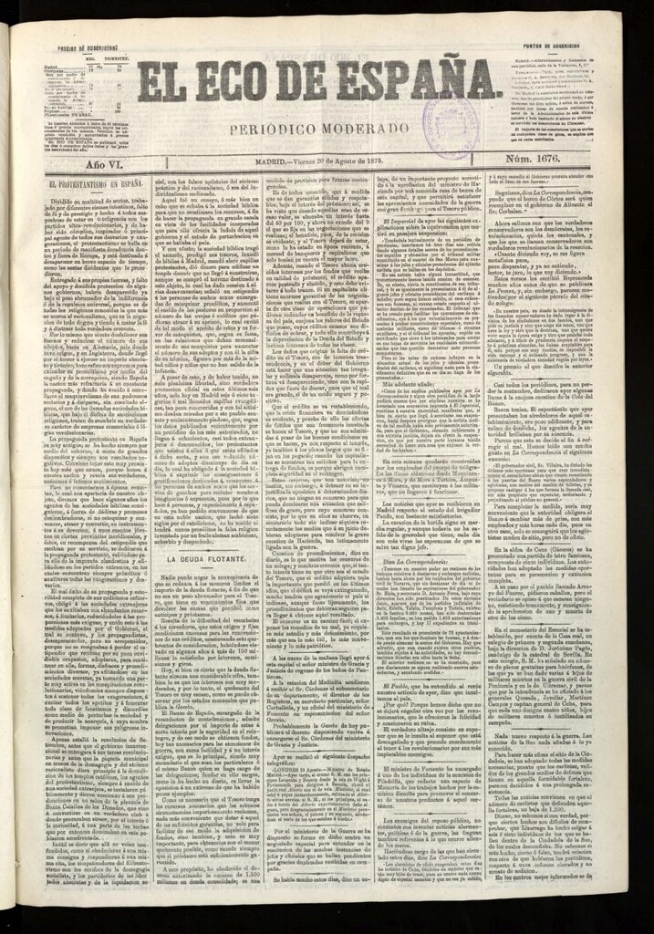 Miniatura de El Eco de España del 20 de agosto de 1875