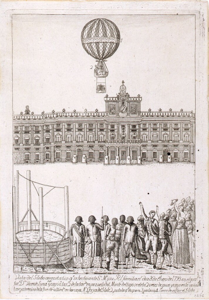 Miniatura de Ascensión en globo de D. Vicente Lunardi