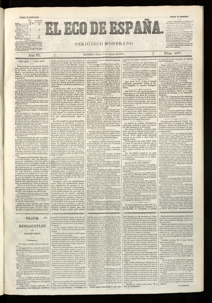 Miniatura de El Eco de España del 21 de agosto de 1875