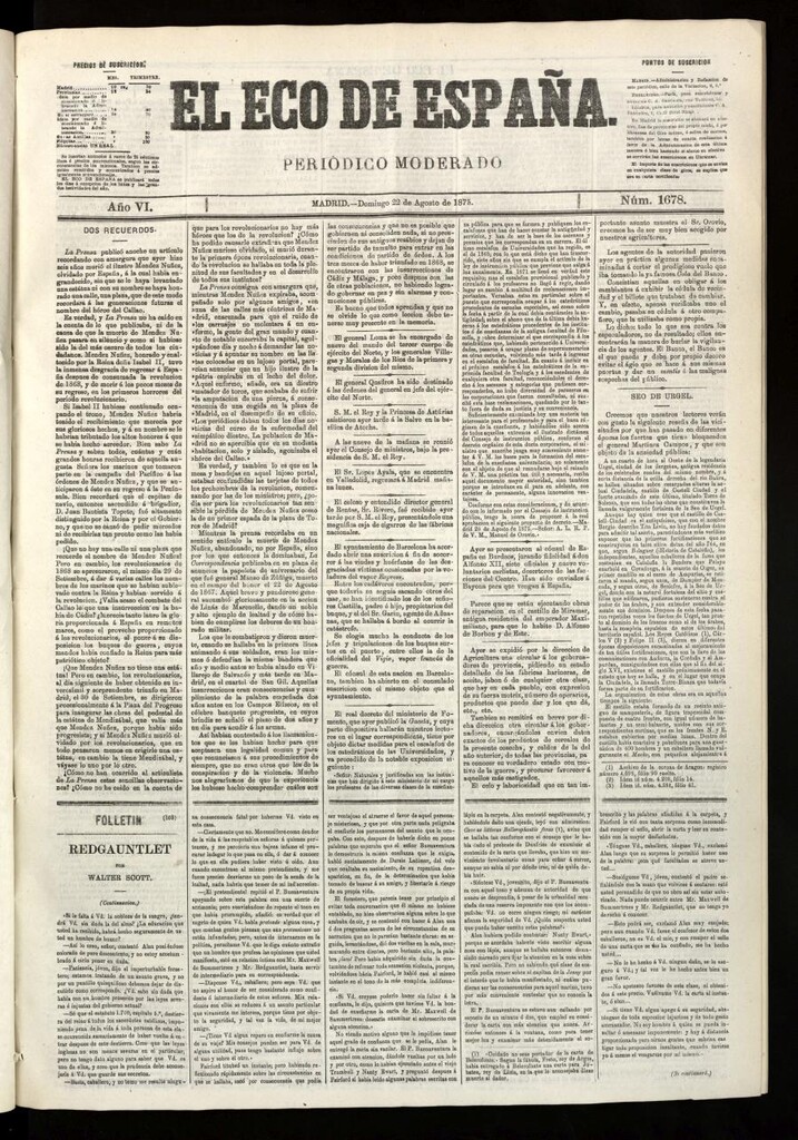 Miniatura de El Eco de España del 22 de agosto de 1875