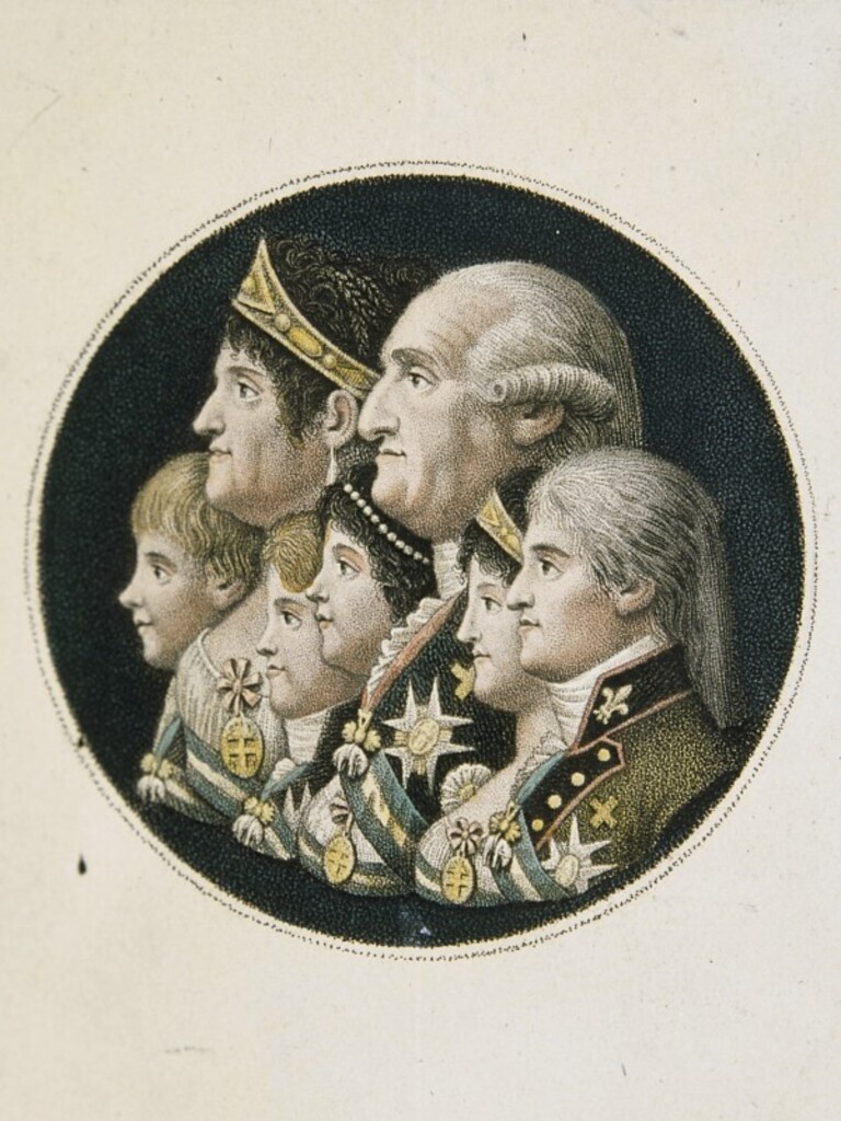 Miniatura de Carlos IV y María Luisa con sus hijos