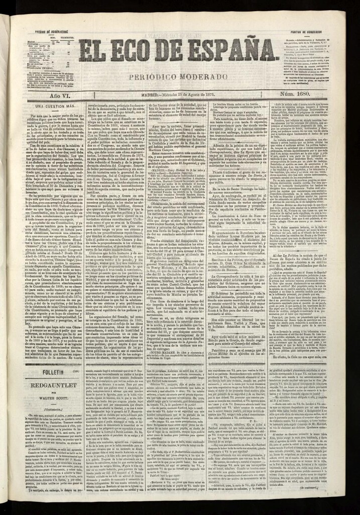 Miniatura de El Eco de España del 25 de agosto de 1875