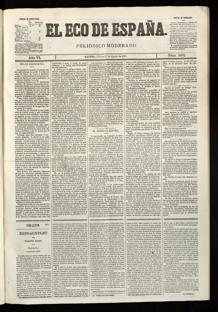 Miniatura de El Eco de España del 27 de agosto de 1875