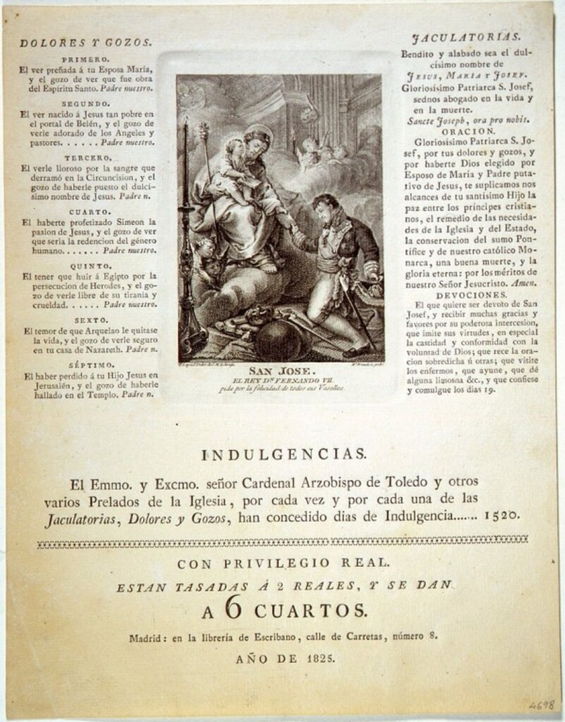 Miniatura de Fernando VII pidiendo por su pueblo
