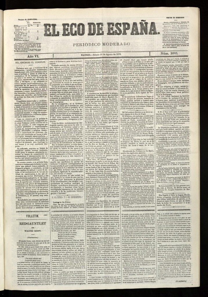 Miniatura de El Eco de España del 28 de agosto de 1875