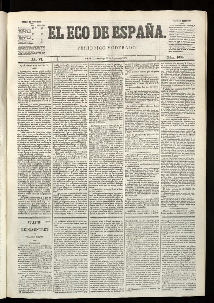 Miniatura de El Eco de España del 29 de agosto de 1875