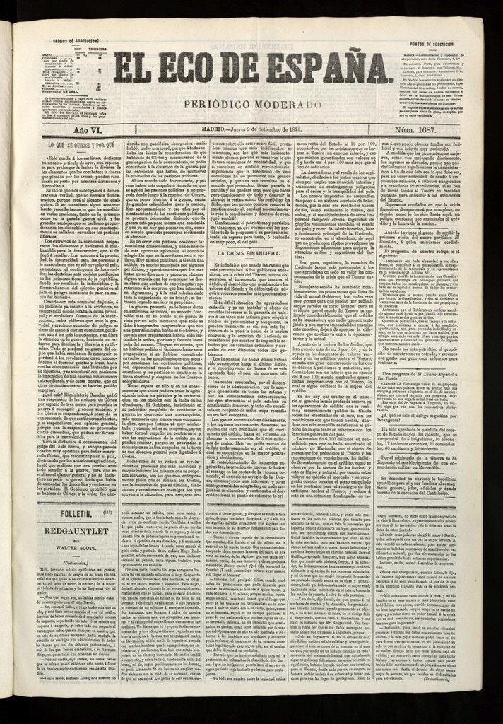 Miniatura de El Eco de España del 2 de septiembre de 1875