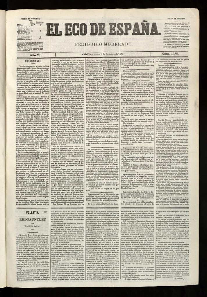 Miniatura de El Eco de España del 3 de septiembre de 1875