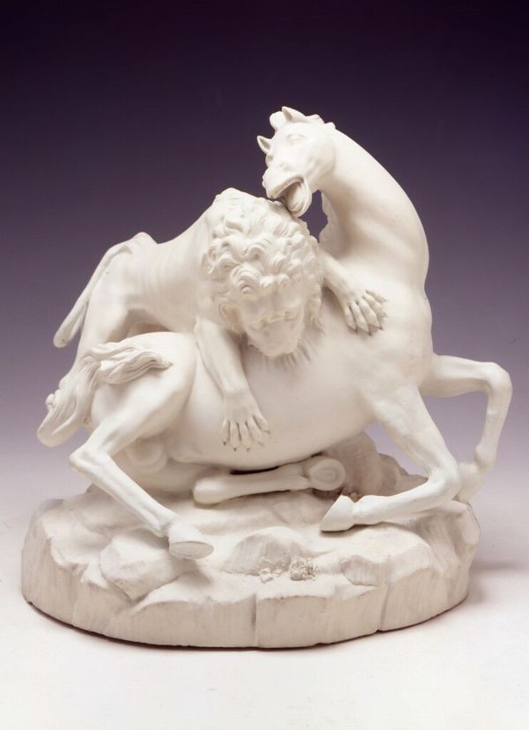 Miniatura de León atacando a un caballo