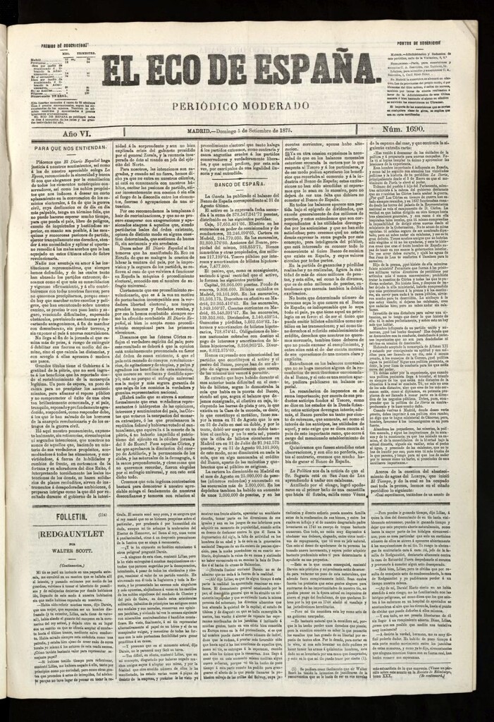Miniatura de El Eco de España del 5 de septiembre de 1875