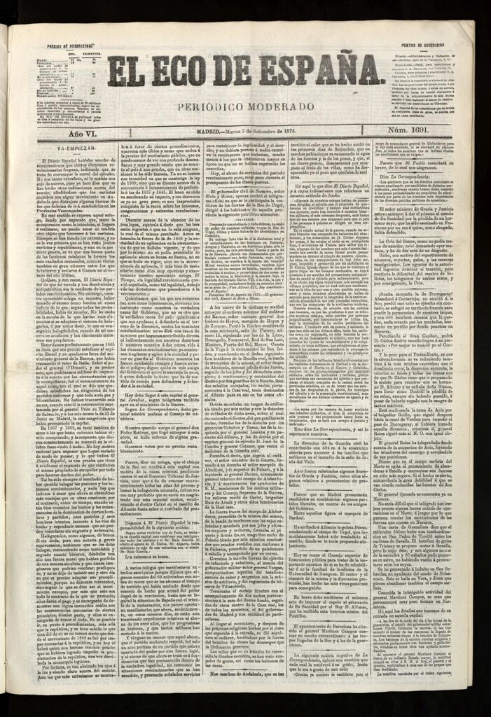 Miniatura de El Eco de España del 7 de septiembre de 1875