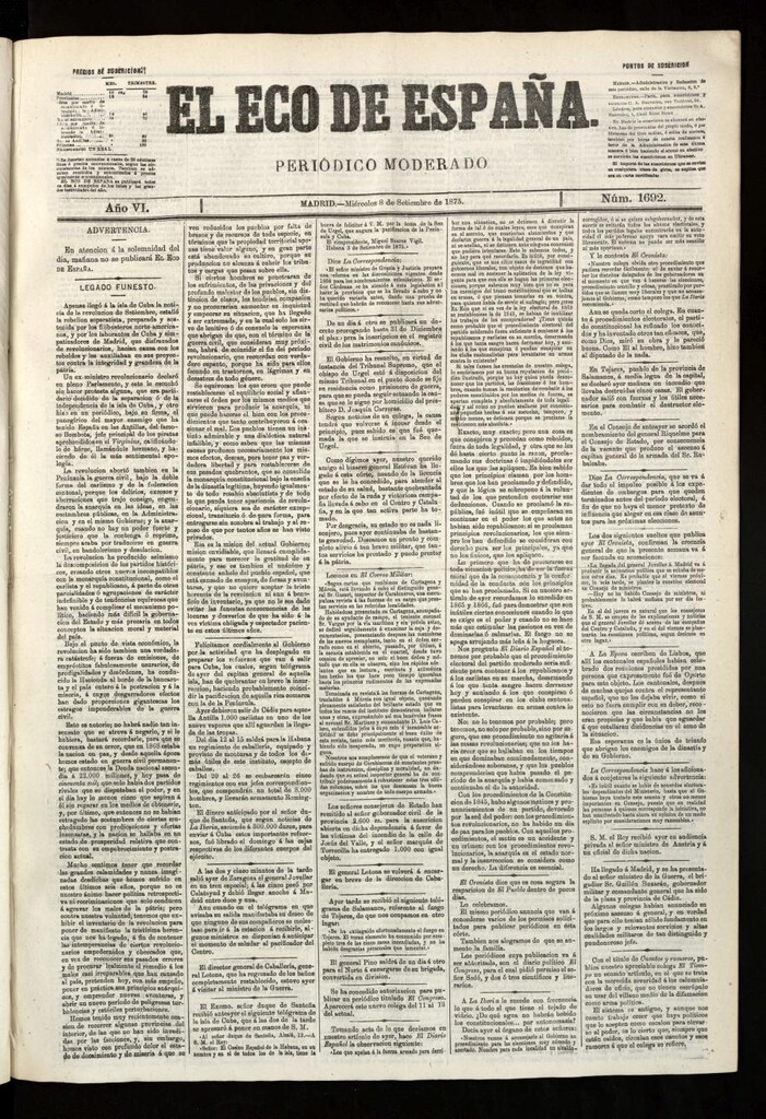 Miniatura de El Eco de España del 9 de septiembre de 1875