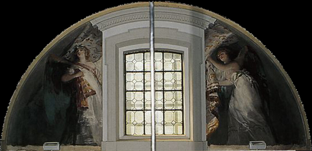 Miniatura de Frescos de la ermita de San Antonio de la Florida. Bóveda y paramentos del lado de la Epístola